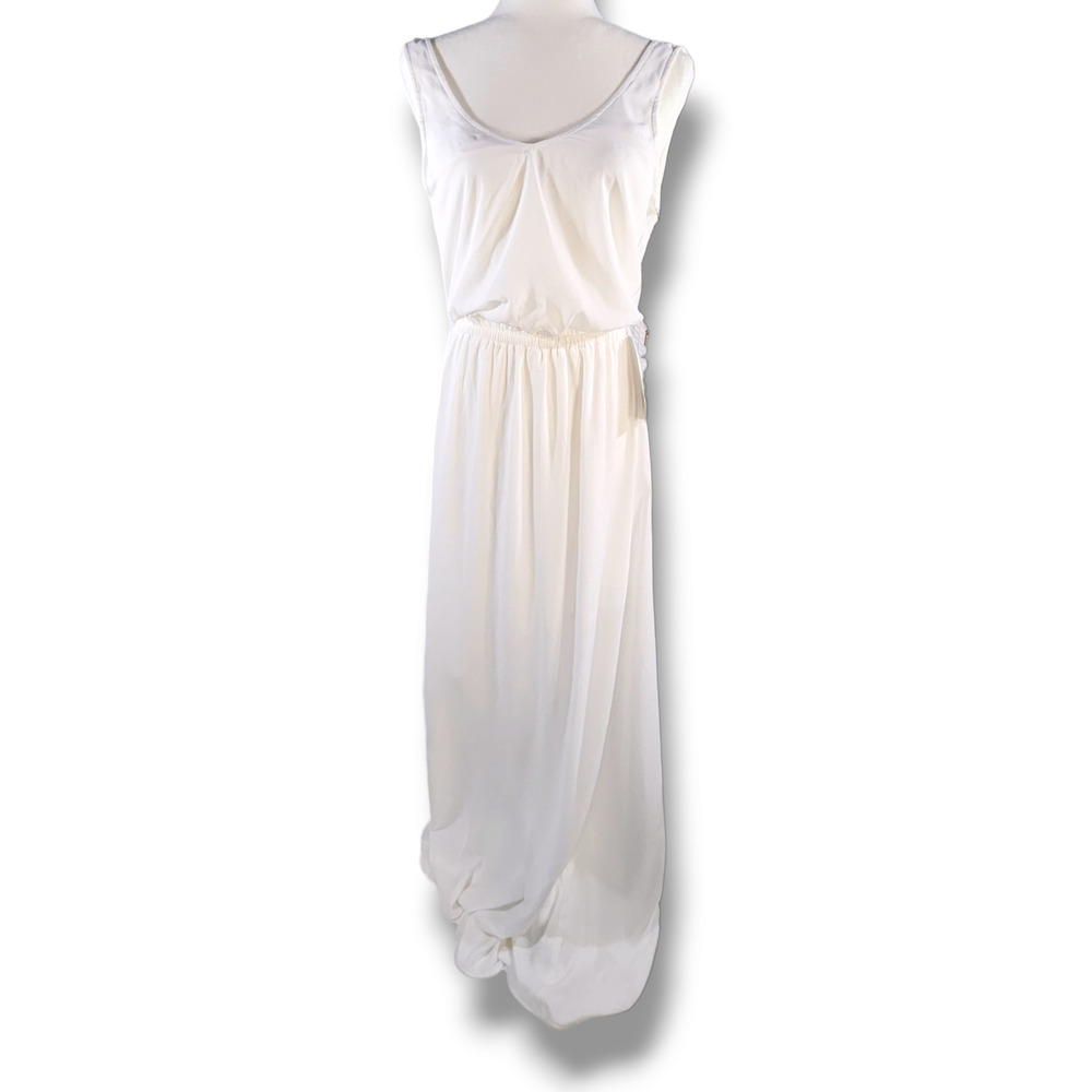 NWT Show‎ Me Your Mumu Kendall Maxi Blouson Dress Sz. XS Wedding Cake Chiffon - Picture 3 of 9